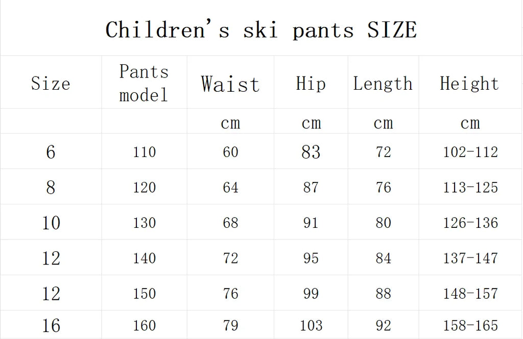 Kid's Waterproof Snow Ski Snowboard Pants