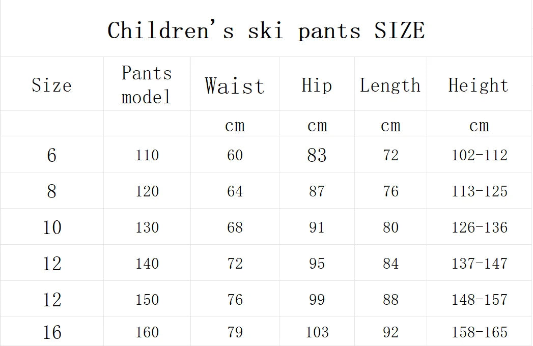 Kid's Waterproof Snow Ski Snowboard Pants