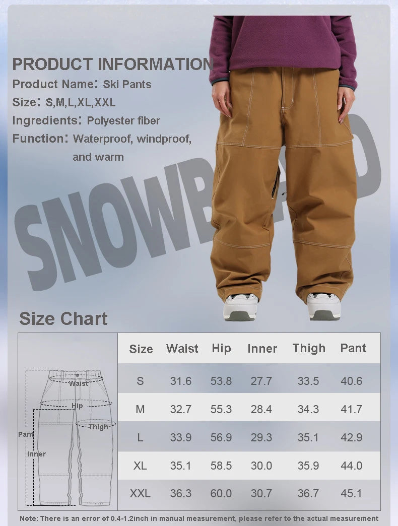 Unisex Baggy Snow Ski Snowboard Pants